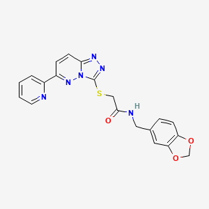 molecular formula C20H16N6O3S B3295963 N-[(2H-1,3-benzodioxol-5-yl)methyl]-2-{[6-(pyridin-2-yl)-[1,2,4]triazolo[4,3-b]pyridazin-3-yl]sulfanyl}acetamide CAS No. 891104-36-2