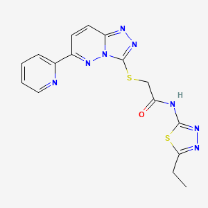 molecular formula C16H14N8OS2 B3295966 N-(5-ethyl-1,3,4-thiadiazol-2-yl)-2-{[6-(pyridin-2-yl)-[1,2,4]triazolo[4,3-b]pyridazin-3-yl]sulfanyl}acetamide CAS No. 891104-76-0