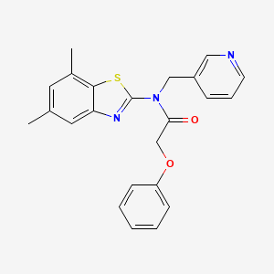 molecular formula C23H21N3O2S B3295993 N-(5,7-dimethyl-1,3-benzothiazol-2-yl)-2-phenoxy-N-[(pyridin-3-yl)methyl]acetamide CAS No. 891115-47-2