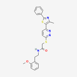 molecular formula C25H24N4O2S2 B3296198 N-[2-(2-Methoxyphenyl)ethyl]-2-{[6-(4-methyl-2-phenyl-1,3-thiazol-5-YL)pyridazin-3-YL]sulfanyl}acetamide CAS No. 892417-06-0