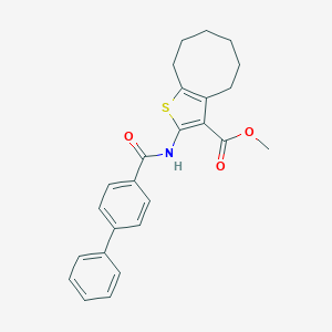 molecular formula C25H25NO3S B329620 methyl 2-[([1,1'-biphenyl]-4-ylcarbonyl)amino]-4,5,6,7,8,9-hexahydrocycloocta[b]thiophene-3-carboxylate 