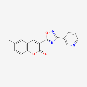 molecular formula C17H11N3O3 B3296229 6-methyl-3-[3-(pyridin-3-yl)-1,2,4-oxadiazol-5-yl]-2H-chromen-2-one CAS No. 892754-72-2
