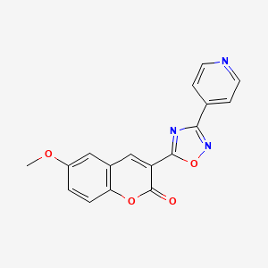 molecular formula C17H11N3O4 B3296236 6-methoxy-3-[3-(pyridin-4-yl)-1,2,4-oxadiazol-5-yl]-2H-chromen-2-one CAS No. 892755-06-5