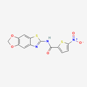 molecular formula C13H7N3O5S2 B3296294 N-{4,6-dioxa-10-thia-12-azatricyclo[7.3.0.0^{3,7}]dodeca-1(9),2,7,11-tetraen-11-yl}-5-nitrothiophene-2-carboxamide CAS No. 892856-56-3