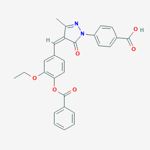 molecular formula C27H22N2O6 B329630 4-[4-{(Z)-1-[4-(BENZOYLOXY)-3-ETHOXYPHENYL]METHYLIDENE}-3-METHYL-5-OXO-1H-PYRAZOL-1(5H)-YL]BENZOIC ACID 