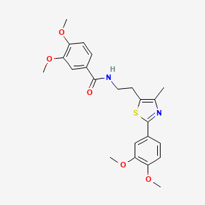 molecular formula C23H26N2O5S B3296375 N-{2-[2-(3,4-dimethoxyphenyl)-4-methyl-1,3-thiazol-5-yl]ethyl}-3,4-dimethoxybenzamide CAS No. 893359-53-0