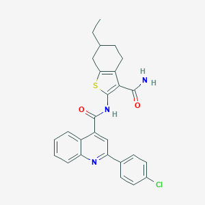 molecular formula C27H24ClN3O2S B329639 N-(3-carbamoyl-6-ethyl-4,5,6,7-tetrahydro-1-benzothiophen-2-yl)-2-(4-chlorophenyl)quinoline-4-carboxamide 