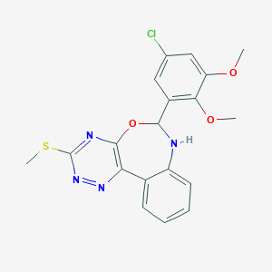 molecular formula C19H17ClN4O3S B329658 4-CHLORO-2-METHOXY-6-[3-(METHYLSULFANYL)-6,7-DIHYDRO[1,2,4]TRIAZINO[5,6-D][3,1]BENZOXAZEPIN-6-YL]PHENYL METHYL ETHER 
