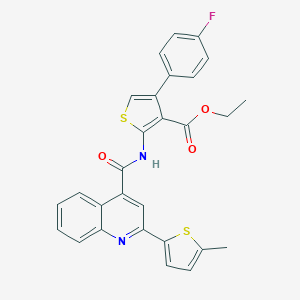 molecular formula C28H21FN2O3S2 B329661 ETHYL 4-(4-FLUOROPHENYL)-2-({[2-(5-METHYL-2-THIENYL)-4-QUINOLYL]CARBONYL}AMINO)-3-THIOPHENECARBOXYLATE 