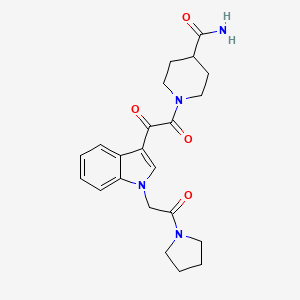 1-(2-oxo-2-(1-(2-oxo-2-(pyrrolidin-1-yl)ethyl)-1H-indol-3-yl)acetyl)piperidine-4-carboxamide