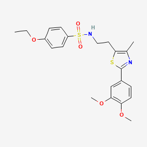 molecular formula C22H26N2O5S2 B3296629 N-{2-[2-(3,4-dimethoxyphenyl)-4-methyl-1,3-thiazol-5-yl]ethyl}-4-ethoxybenzene-1-sulfonamide CAS No. 893994-22-4