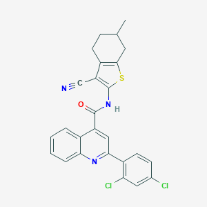 molecular formula C26H19Cl2N3OS B329664 N-(3-cyano-6-methyl-4,5,6,7-tetrahydro-1-benzothiophen-2-yl)-2-(2,4-dichlorophenyl)quinoline-4-carboxamide 