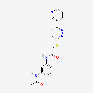 molecular formula C19H17N5O2S B3296658 N-(3-acetamidophenyl)-2-{[6-(pyridin-3-yl)pyridazin-3-yl]sulfanyl}acetamide CAS No. 893998-12-4