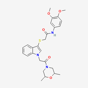 molecular formula C26H31N3O5S B3296665 N-(3,4-dimethoxyphenyl)-2-({1-[2-(2,6-dimethylmorpholin-4-yl)-2-oxoethyl]-1H-indol-3-yl}sulfanyl)acetamide CAS No. 893998-28-2