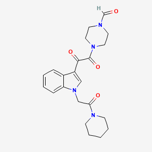 B3296672 4-(2-oxo-2-(1-(2-oxo-2-(piperidin-1-yl)ethyl)-1H-indol-3-yl)acetyl)piperazine-1-carbaldehyde CAS No. 893998-62-4