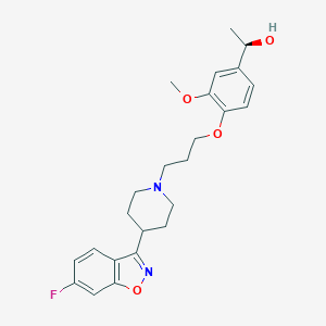 molecular formula C24H29FN2O4 B032967 (1R)-1-[4-[3-[4-(6-fluoro-1,2-benzoxazol-3-yl)piperidin-1-yl]propoxy]-3-methoxyphenyl]ethanol CAS No. 501373-87-1
