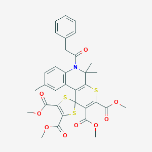 molecular formula C33H31NO9S3 B329670 Tetramethyl 5',5',9'-trimethyl-6'-(phenylacetyl)-5',6'-dihydrospiro[1,3-dithiole-2,1'-thiopyrano[2,3-c]quinoline]-2',3',4,5-tetracarboxylate 
