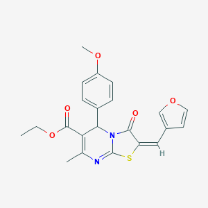 molecular formula C22H20N2O5S B329672 ethyl 2-(3-furylmethylene)-5-(4-methoxyphenyl)-7-methyl-3-oxo-2,3-dihydro-5H-[1,3]thiazolo[3,2-a]pyrimidine-6-carboxylate 