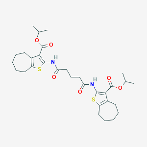 molecular formula C31H42N2O6S2 B329682 isopropyl 2-[(5-{[3-(isopropoxycarbonyl)-5,6,7,8-tetrahydro-4H-cyclohepta[b]thien-2-yl]amino}-5-oxopentanoyl)amino]-5,6,7,8-tetrahydro-4H-cyclohepta[b]thiophene-3-carboxylate 