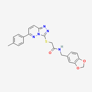 molecular formula C22H19N5O3S B3296928 N-[(2H-1,3-benzodioxol-5-yl)methyl]-2-{[6-(4-methylphenyl)-[1,2,4]triazolo[4,3-b]pyridazin-3-yl]sulfanyl}acetamide CAS No. 894064-74-5