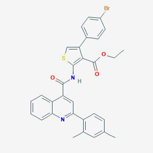 molecular formula C31H25BrN2O3S B329693 Ethyl 4-(4-bromophenyl)-2-({[2-(2,4-dimethylphenyl)-4-quinolinyl]carbonyl}amino)-3-thiophenecarboxylate 