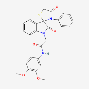 molecular formula C26H23N3O5S B3296983 N-(3,4-dimethoxyphenyl)-2-{2,4'-dioxo-3'-phenyl-1,2-dihydrospiro[indole-3,2'-[1,3]thiazolidine]-1-yl}acetamide CAS No. 894546-11-3