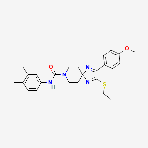 molecular formula C25H30N4O2S B3297061 N-(3,4-DIMETHYLPHENYL)-2-(ETHYLSULFANYL)-3-(4-METHOXYPHENYL)-1,4,8-TRIAZASPIRO[4.5]DECA-1,3-DIENE-8-CARBOXAMIDE CAS No. 894881-13-1