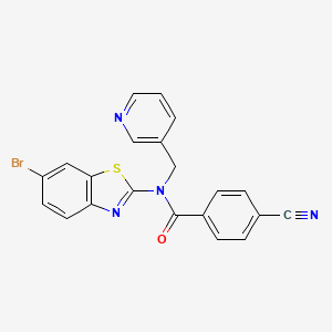 molecular formula C21H13BrN4OS B3297129 N-(6-bromo-1,3-benzothiazol-2-yl)-4-cyano-N-[(pyridin-3-yl)methyl]benzamide CAS No. 895025-02-2