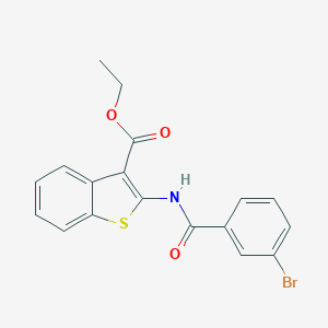 molecular formula C18H14BrNO3S B329713 Ethyl 2-[(3-bromobenzoyl)amino]-1-benzothiophene-3-carboxylate 