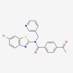 molecular formula C22H16BrN3O2S B3297131 4-acetyl-N-(6-bromo-1,3-benzothiazol-2-yl)-N-[(pyridin-3-yl)methyl]benzamide CAS No. 895025-10-2