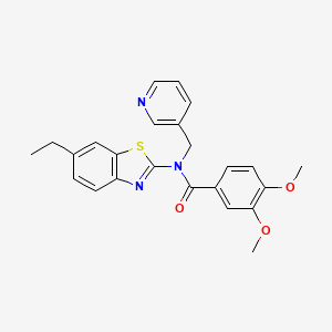 molecular formula C24H23N3O3S B3297141 N-(6-ethyl-1,3-benzothiazol-2-yl)-3,4-dimethoxy-N-[(pyridin-3-yl)methyl]benzamide CAS No. 895027-80-2