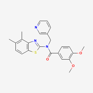 molecular formula C24H23N3O3S B3297211 N-(4,5-dimethyl-1,3-benzothiazol-2-yl)-3,4-dimethoxy-N-[(pyridin-3-yl)methyl]benzamide CAS No. 895417-13-7