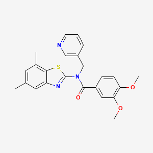 molecular formula C24H23N3O3S B3297240 N-(5,7-dimethyl-1,3-benzothiazol-2-yl)-3,4-dimethoxy-N-[(pyridin-3-yl)methyl]benzamide CAS No. 895423-27-5
