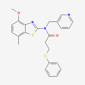 molecular formula C24H23N3O2S2 B3297268 N-(4-methoxy-7-methyl-1,3-benzothiazol-2-yl)-3-(phenylsulfanyl)-N-[(pyridin-3-yl)methyl]propanamide CAS No. 895429-11-5