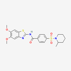 molecular formula C22H25N3O5S2 B3297345 N-(5,6-dimethoxy-1,3-benzothiazol-2-yl)-4-[(2-methylpiperidin-1-yl)sulfonyl]benzamide CAS No. 895440-16-1