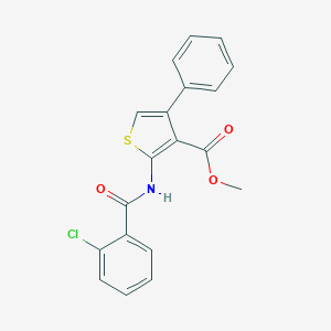 molecular formula C19H14ClNO3S B329739 METHYL 2-(2-CHLOROBENZAMIDO)-4-PHENYLTHIOPHENE-3-CARBOXYLATE 