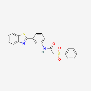 molecular formula C22H18N2O3S2 B3297415 N-[3-(1,3-benzothiazol-2-yl)phenyl]-2-(4-methylbenzenesulfonyl)acetamide CAS No. 895448-37-0