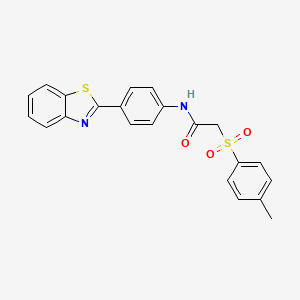 molecular formula C22H18N2O3S2 B3297424 N-[4-(1,3-benzothiazol-2-yl)phenyl]-2-(4-methylbenzenesulfonyl)acetamide CAS No. 895449-07-7