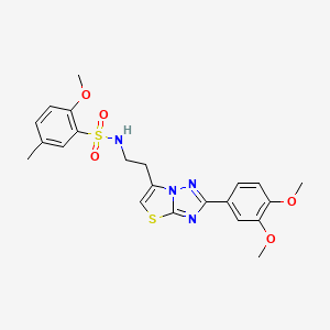 molecular formula C22H24N4O5S2 B3297433 N-{2-[2-(3,4-dimethoxyphenyl)-[1,2,4]triazolo[3,2-b][1,3]thiazol-6-yl]ethyl}-2-methoxy-5-methylbenzene-1-sulfonamide CAS No. 895449-77-1