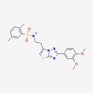 molecular formula C22H24N4O4S2 B3297436 N-{2-[2-(3,4-dimethoxyphenyl)-[1,2,4]triazolo[3,2-b][1,3]thiazol-6-yl]ethyl}-2,5-dimethylbenzene-1-sulfonamide CAS No. 895449-84-0