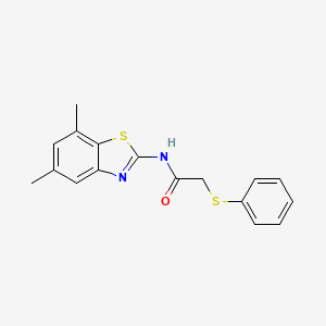 molecular formula C17H16N2OS2 B3297530 N-(5,7-dimethylbenzo[d]thiazol-2-yl)-2-(phenylthio)acetamide CAS No. 895489-00-6