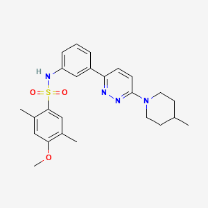 molecular formula C25H30N4O3S B3297620 4-methoxy-2,5-dimethyl-N-{3-[6-(4-methylpiperidin-1-yl)pyridazin-3-yl]phenyl}benzene-1-sulfonamide CAS No. 895808-07-8