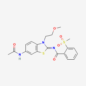 molecular formula C20H21N3O5S2 B3297712 N-[(2E)-6-acetamido-3-(2-methoxyethyl)-2,3-dihydro-1,3-benzothiazol-2-ylidene]-2-methanesulfonylbenzamide CAS No. 896273-49-7