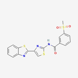 molecular formula C18H13N3O3S3 B3297777 N-[4-(1,3-benzothiazol-2-yl)-1,3-thiazol-2-yl]-3-methanesulfonylbenzamide CAS No. 896290-40-7