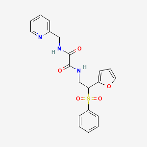 molecular formula C20H19N3O5S B3297840 N-[2-(benzenesulfonyl)-2-(furan-2-yl)ethyl]-N'-[(pyridin-2-yl)methyl]ethanediamide CAS No. 896316-40-8
