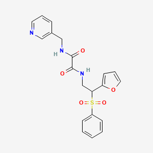 molecular formula C20H19N3O5S B3297844 N-[2-(benzenesulfonyl)-2-(furan-2-yl)ethyl]-N'-[(pyridin-3-yl)methyl]ethanediamide CAS No. 896316-48-6