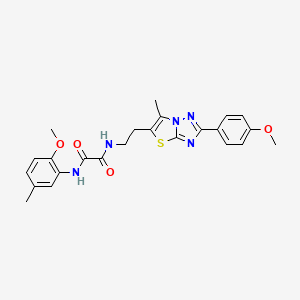 molecular formula C24H25N5O4S B3297860 N'-(2-methoxy-5-methylphenyl)-N-{2-[2-(4-methoxyphenyl)-6-methyl-[1,2,4]triazolo[3,2-b][1,3]thiazol-5-yl]ethyl}ethanediamide CAS No. 896320-91-5