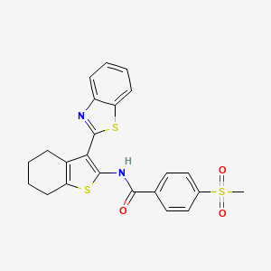 molecular formula C23H20N2O3S3 B3297899 N-[3-(1,3-benzothiazol-2-yl)-4,5,6,7-tetrahydro-1-benzothiophen-2-yl]-4-methanesulfonylbenzamide CAS No. 896342-07-7