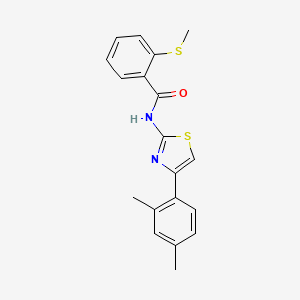 molecular formula C19H18N2OS2 B3297915 N-[4-(2,4-dimethylphenyl)-1,3-thiazol-2-yl]-2-(methylsulfanyl)benzamide CAS No. 896345-17-8