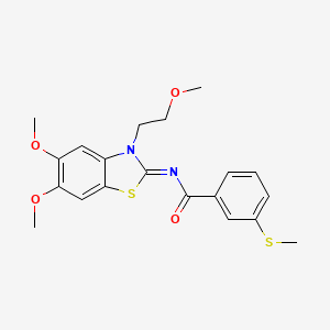 molecular formula C20H22N2O4S2 B3297934 N-[(2Z)-5,6-dimethoxy-3-(2-methoxyethyl)-2,3-dihydro-1,3-benzothiazol-2-ylidene]-3-(methylsulfanyl)benzamide CAS No. 896347-61-8